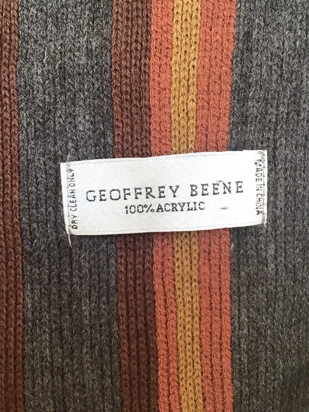 Geoffrey Beene Striped Scarf With Fringe